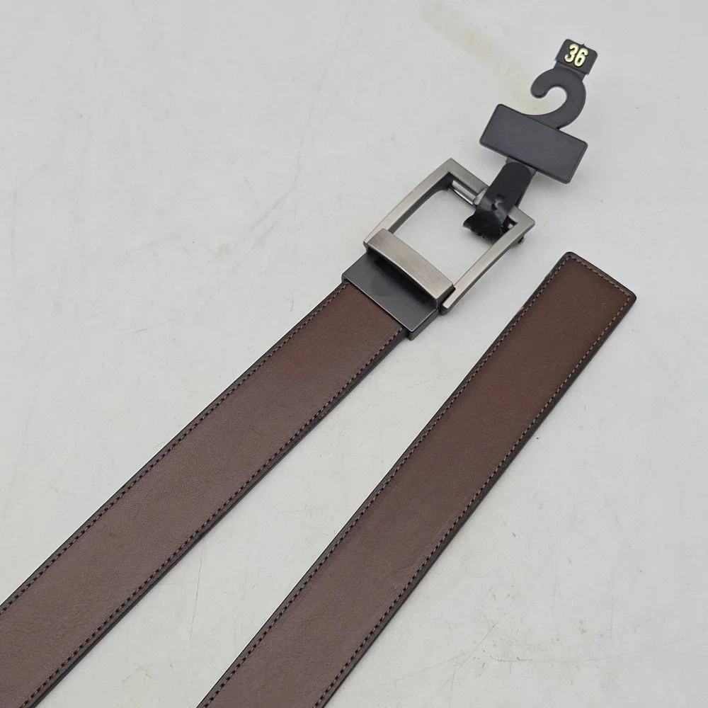 Structure Belt Brown Synthetic Leather Mens 34-36 Black Cinch Buckle New